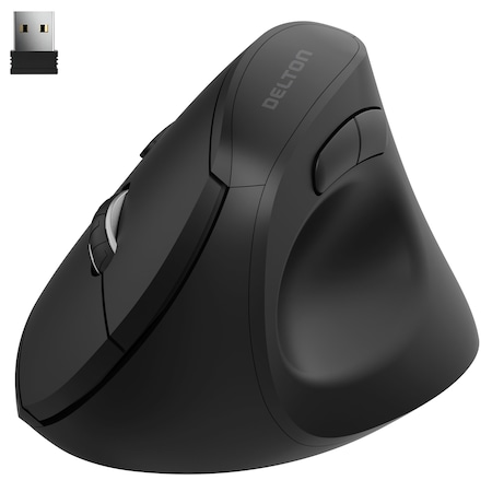 Delton Ergonomic Mouse, Vertical Computer Mouse Wireless with Auto Pair USB 6 Buttons Adjustable DPI DMERGS12P-WB
